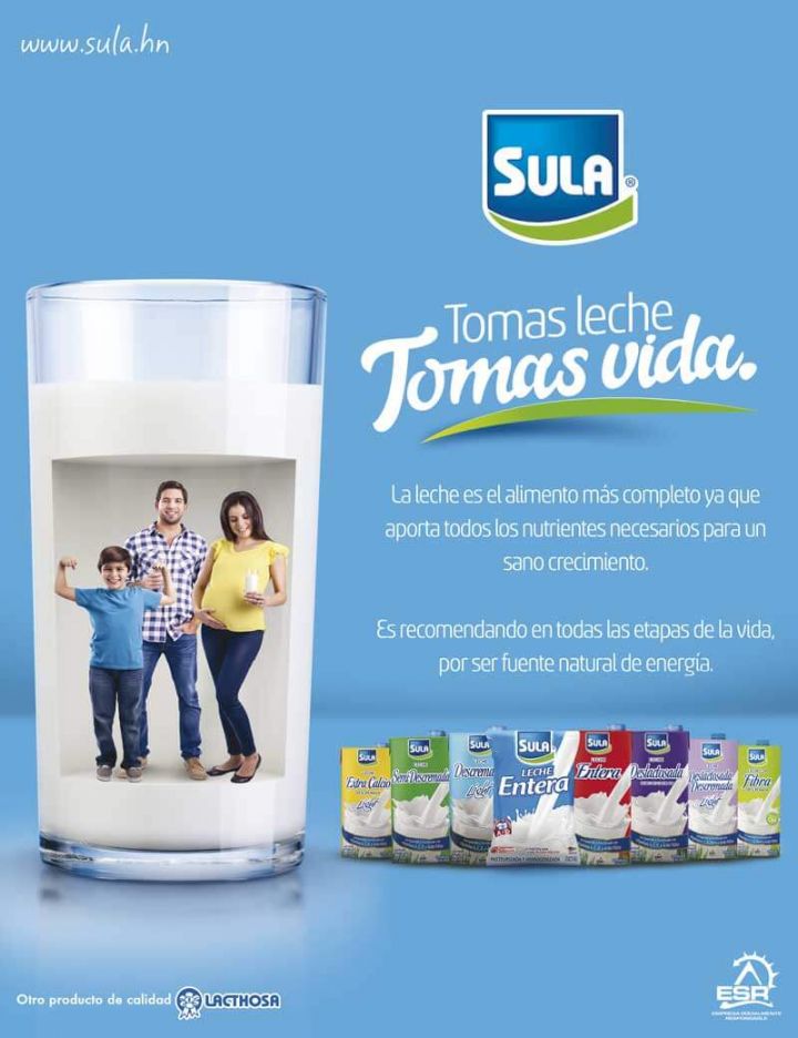 Campaña Tomas Leche Tomas Vida de Sula Leche 100% natural