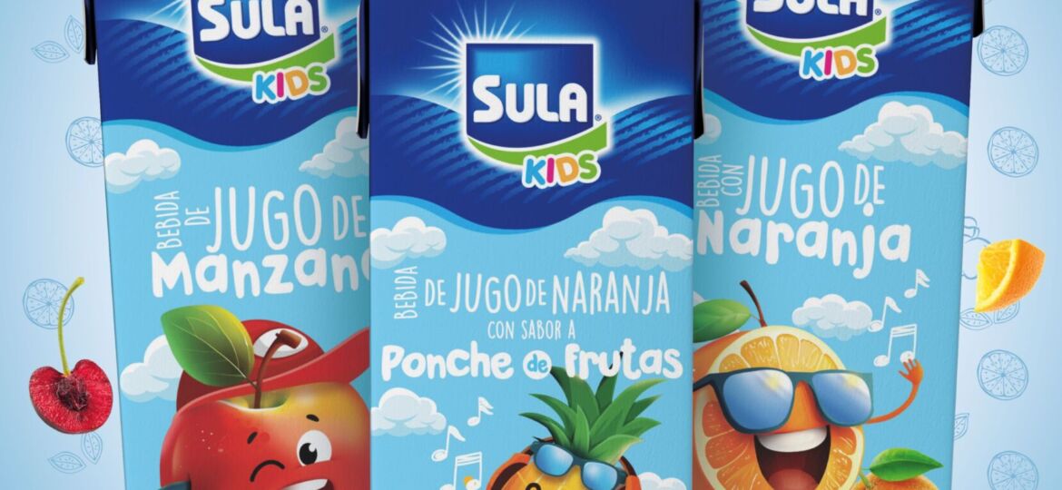 Jugos SULA KIDS con nueva imagen en tres deliciosos sabores naranja, ponche de frutas y manzana_